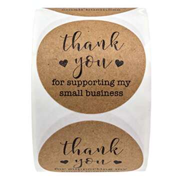 2" Round Kraft Thank You for Supporting My Small Business Stickers / 500 Brown Kraft Customer Appreciation Labels/Natural Kraft Small Business Envelope Seals/Made in The USA