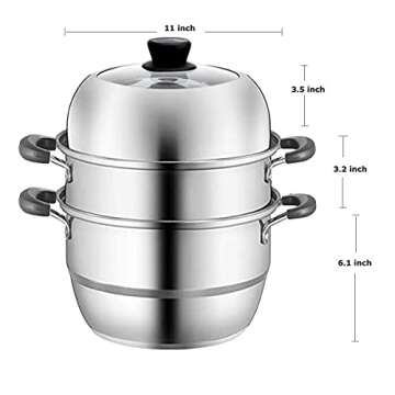 Beeiee Steamer for cooking,Steamer pot,9 Quart,Steamer cookware,Vegetable steamer,Dumpling steamer,Veggie steamer,Food Steamer,Cooking steamer,Egg steamer,Stainless steel