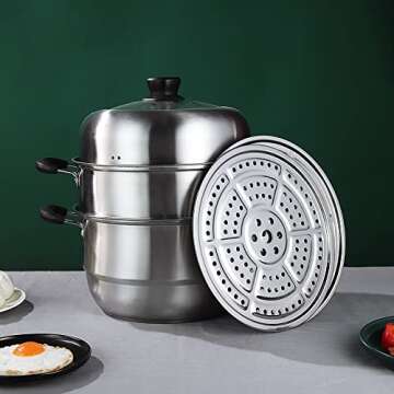 Beeiee Steamer for cooking,Steamer pot,9 Quart,Steamer cookware,Vegetable steamer,Dumpling steamer,Veggie steamer,Food Steamer,Cooking steamer,Egg steamer,Stainless steel