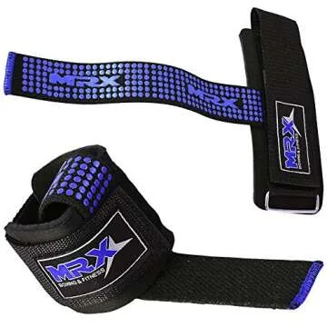 MRX Lifting Strap for Weightlifting Deadlift Straps for Powerlifting with Wrist Wrap Support for Strength Training Bodybuilding Wrist Straps for Weight Lifting|Black/Blue