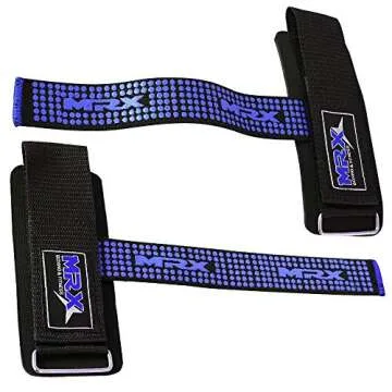 MRX Lifting Strap for Weightlifting Deadlift Straps for Powerlifting with Wrist Wrap Support for Strength Training Bodybuilding Wrist Straps for Weight Lifting|Black/Blue