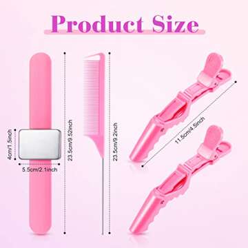 7 Pieces Hair Braiding Tools Magnetic Pin Wristband and 2 Pieces Stainless Steel Pintail Rat Tail Co...