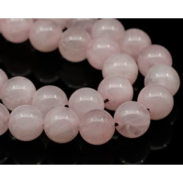 Natural Rose Quartz Beaded Choker, Genuine Pink Crystal Necklace, Fancy Gemstone Choker, 8mm Beads, ...