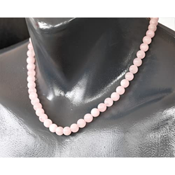 Natural Rose Quartz Choker, Genuine 8mm Crystal Necklace