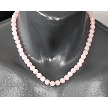 Natural Rose Quartz Choker, Genuine 8mm Crystal Necklace