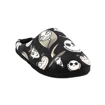 Disney The Nightmare Before Christmas Jack Sally Adult Women's Scuff Slide On Slippers (Medium, Black)