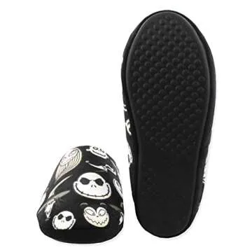 Disney The Nightmare Before Christmas Jack Sally Adult Women's Scuff Slide On Slippers (Medium, Black)