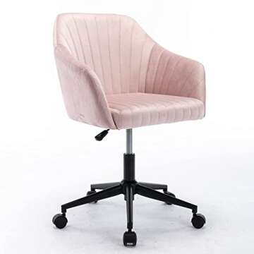SSLine Velvet Home Office Chair,Middle Back Elegant Modern Swivel Desk Chair on Wheels,Swivel Shell Chair Vanity Chair with 5 Wheels and Arm for Home Study Living Room Bedroom