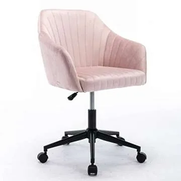 SSLine Velvet Home Office Chair,Middle Back Elegant Modern Swivel Desk Chair on Wheels,Swivel Shell Chair Vanity Chair with 5 Wheels and Arm for Home Study Living Room Bedroom