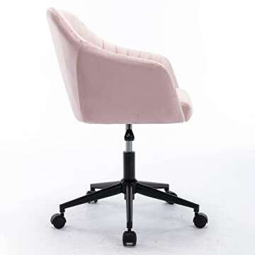 SSLine Velvet Home Office Chair,Middle Back Elegant Modern Swivel Desk Chair on Wheels,Swivel Shell Chair Vanity Chair with 5 Wheels and Arm for Home Study Living Room Bedroom