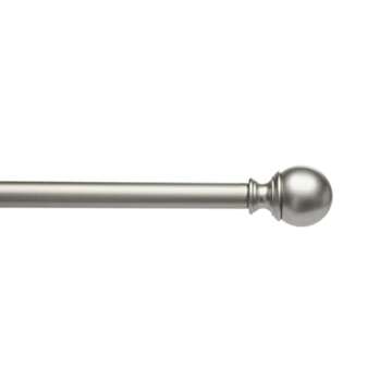 Amazon Basics Adjustable Curtain Rods for Windows, Round Finials, 1-Inch Rod, 72" to 144", Nickel, Pack of 1
