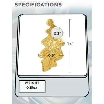 MEIYACA Stud Pearl Earrings - Gold Leaf Design - Trendy