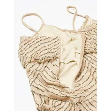 Adrianna Papell Women's Art Deco Beaded Blouson Gown, Champ/Gold, 14