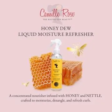 Camille Rose Honey Dew Liquid Moisture Hair Refresher, with Honey and Nettle Root, for a Daily Curl Refresh and Soft, Silky Hair, 8 fl oz