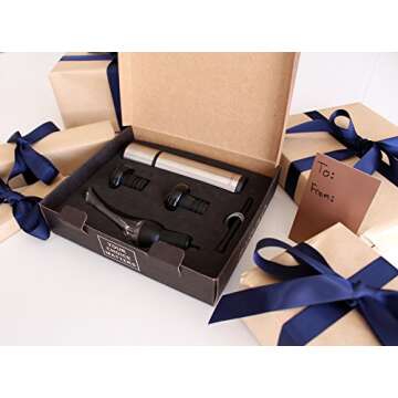 Barvivo Red Wine Aerator and Wine Saver Pump with 2 Vacuum Bottle Stoppers - Preserver For Your Wine - Ultimate Gift Idea as Valentines Day Gifts - Wine Vacuum Pump for Enhanced Taste of Wine