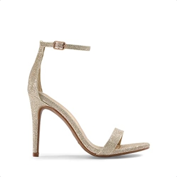 Dream Pairs Women's Gold Glitter Floral High Heels Sandals