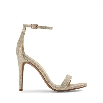 Dream Pairs Women's Gold Glitter Floral High Heels Sandals