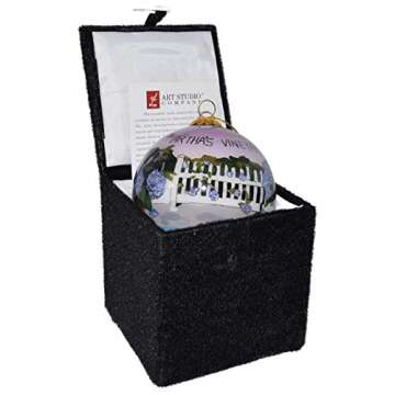 Blown Glass Christmas Ornament | Hydrangeas w/Bicycle Martha's Vineyard | Hand Painted Inside | Original Art | Includes Gift Box