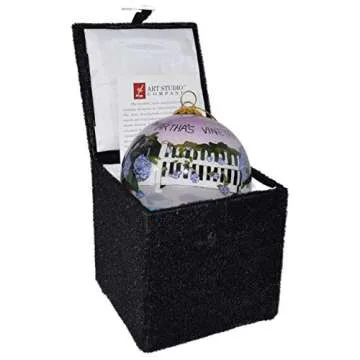 Blown Glass Christmas Ornament | Hydrangeas w/Bicycle Martha's Vineyard | Hand Painted Inside | Original Art | Includes Gift Box