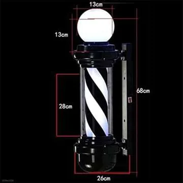 MIUXIU Barber Pole Black White LED Light,Traditional Barber Pole Outside Barber Shop Rotating Light Sign Light Box Rainproof Hairdressing Salon Save Energy Wall Lamp (68x26CM)