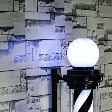 MIUXIU Barber Pole Black White LED Light,Traditional Barber Pole Outside Barber Shop Rotating Light Sign Light Box Rainproof Hairdressing Salon Save Energy Wall Lamp (68x26CM)