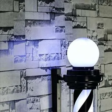 MIUXIU Barber Pole Black White LED Light,Traditional Barber Pole Outside Barber Shop Rotating Light Sign Light Box Rainproof Hairdressing Salon Save Energy Wall Lamp (68x26CM)