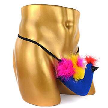 XinChangShangMao Men's Sexy Novelty Thongs Funny Chick G-string Pouch Thong T-back Underwear Gag Gifts Blue