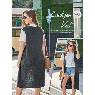 ZXZY Women Casual Sleeveless Open Front Tunic Vest Long Cardigan Tops Coat