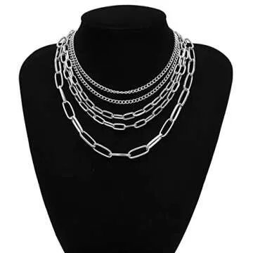 Layered Silver Necklaces - Adjustable Punk Jewelry for All