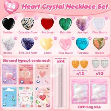 Ludmila Gems DIY Heart Necklace Kit for Kids 24 Pack
