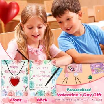 Ludmila Gems DIY Heart Necklace Kit for Kids 24 Pack