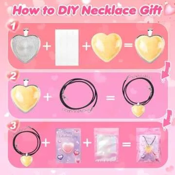 Ludmila Gems DIY Heart Necklace Kit for Kids 24 Pack