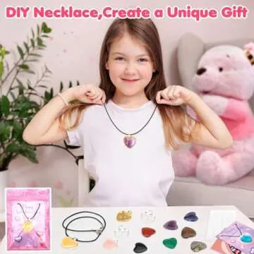 Ludmila Gems DIY Heart Necklace Kit for Kids 24 Pack