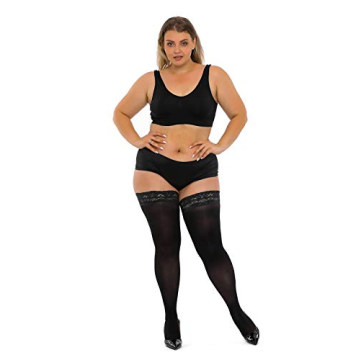 HONENNA Plus Size Lace Top Thigh High Stockings for Women