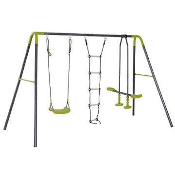 HOMCOM 3-in-1 Kids Swing Set: Durable Metal Frame for Outdoor Fun