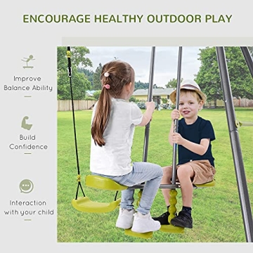 HOMCOM 3-in-1 Kids Metal Swing Set for Backyard Fun