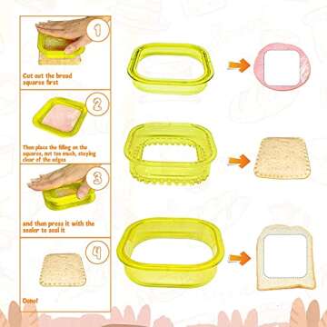 Uncrustables Sandwich Cutter and Sealer remove bread Crust make DIY sandwitch for kids, Decruster Sandwich Maker, Cut and Seal for Lunchbox