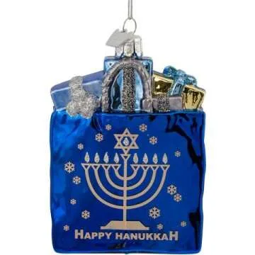 Happy Hanukkah Glass Gift Bag Ornament by Kurt Adler