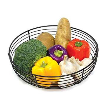 CAXXA Countertop Fruit Bowl, Wire Basket for Fruits, Breads, Vegetables,Snacks, Black