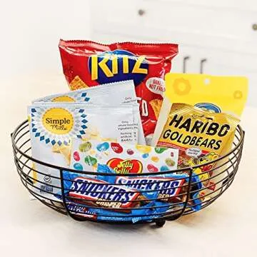 CAXXA Countertop Fruit Bowl, Wire Basket for Fruits, Breads, Vegetables,Snacks, Black