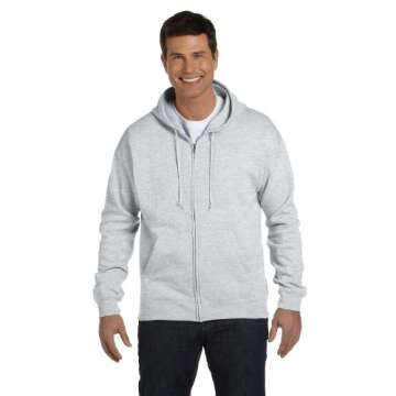Hanes ComfortBlend EcoSmart Full Zip Hoodie - Soft, Eco-Friendly Comfort in Ash Gray (2XL)