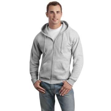 Hanes EcoSmart Full Zip Hoodie in Ash Gray - 2XL Comfort