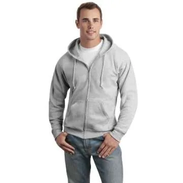 Hanes EcoSmart Full Zip Hoodie in Ash Gray - 2XL Comfort