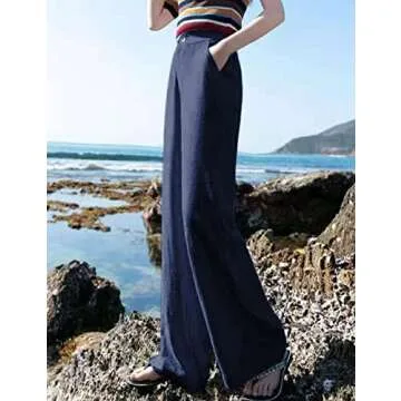 Hooever Women's Casual High Waisted Wide Leg Pants