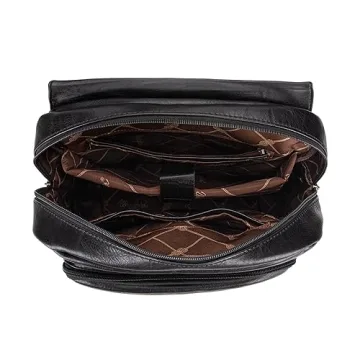 Wrangler Black PU leather Backpack for Men & Women Vintage Backpack Travel Laptop Backpack