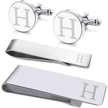 Cufflinks Tie Bar Money Clip Set - Ideal Groom's Gift