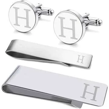 Cufflinks Tie Bar Money Clip Set - Ideal Groom's Gift