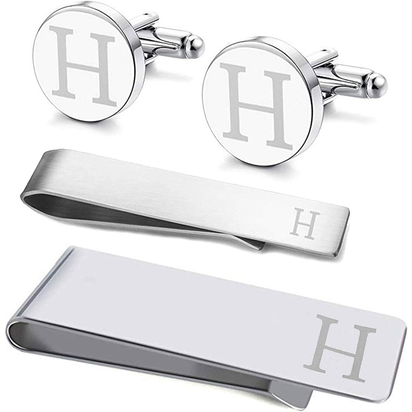 Cufflinks Tie Bar Money Clip Set - Ideal Groom's Gift