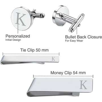 Cufflinks Tie Bar Money Clip Set - Ideal Groom's Gift