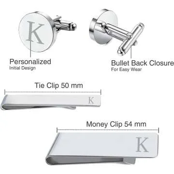 Cufflinks Tie Bar Money Clip Set - Ideal Groom's Gift